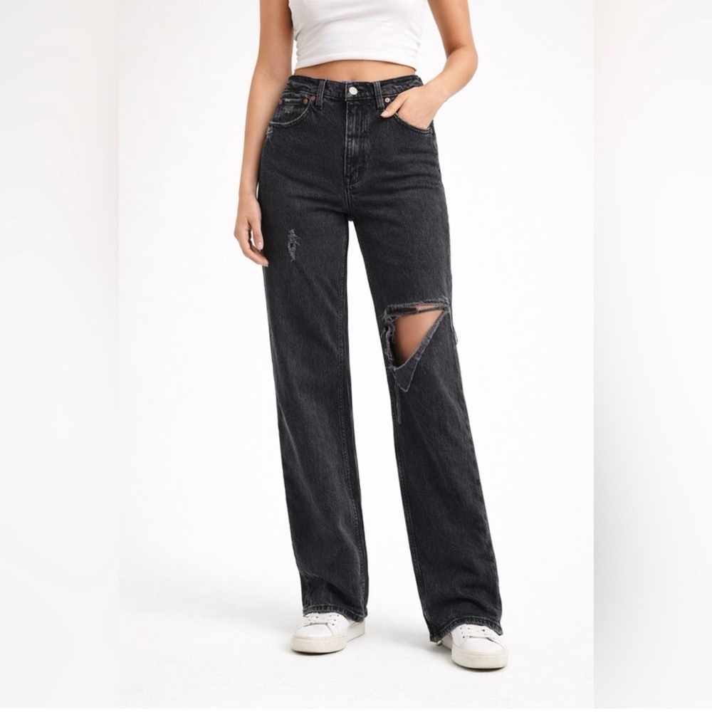 Abercrombie & Fitch The 90s Relaxed Jean High Rise Black Jeans - Size 26